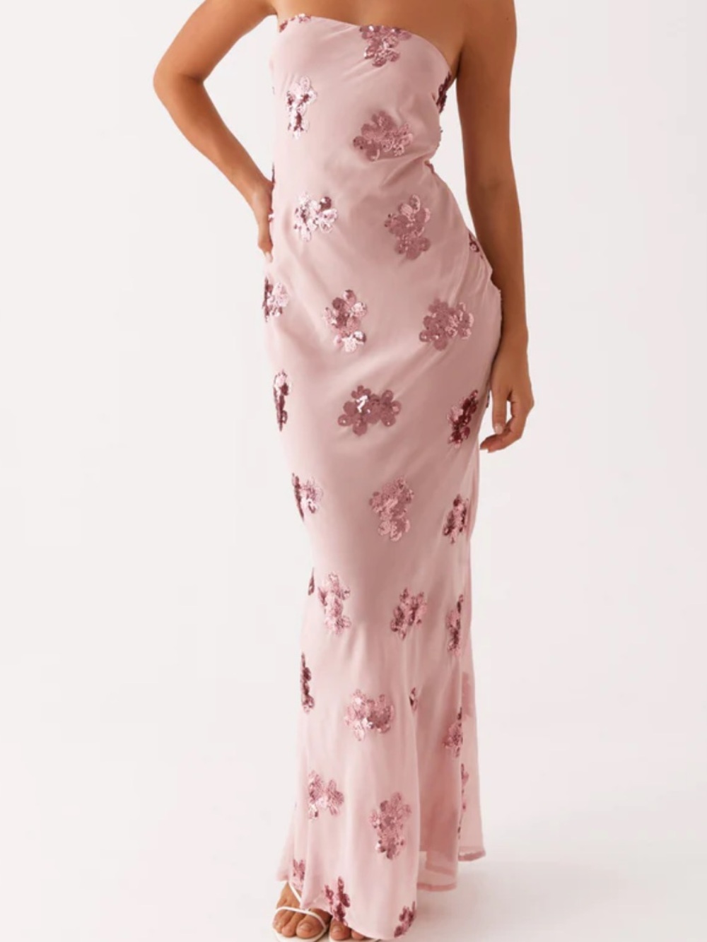 Blush Pink Sequin Flower Slip Dress - NWT